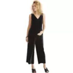 Hatch Collection - Black Velvet Wide-leg Jumpsuit, Maternity Size 2